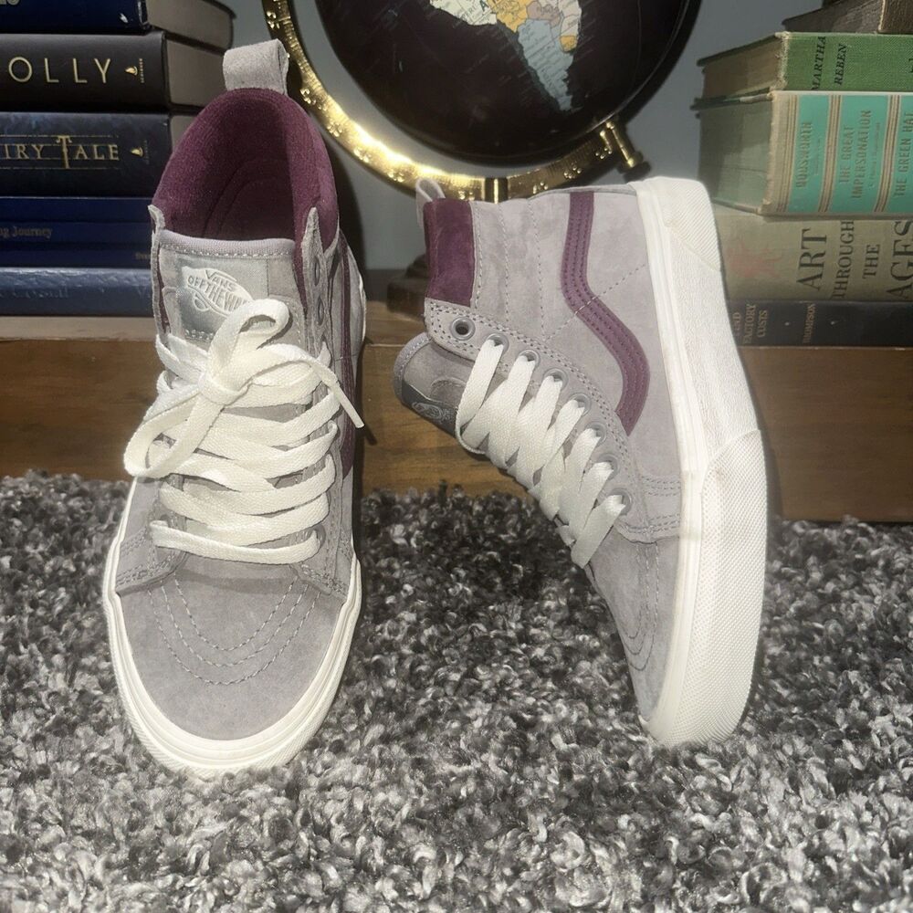 Vans SK8 Hi Mte Suede Grip Sole  Sneaker Frost Grey Prune Mens 4 / Women’s 5.5